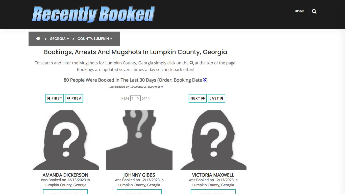 Bookings, Arrests and Mugshots in Lumpkin County, Georgia - Recently Booked